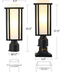Outdoor Post Light For Patio And Garden, All Weather Sand Black Metal Lantern With 3 Inch Base, Milk White Frosted Glass