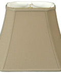 Rectangle Cut Corner Basic Lamp Shade 8x12 Top and 14x20 Bottom, 14.25 Inch Slant, Linen Beige Fabric With Softback Off White Polycotton Lining