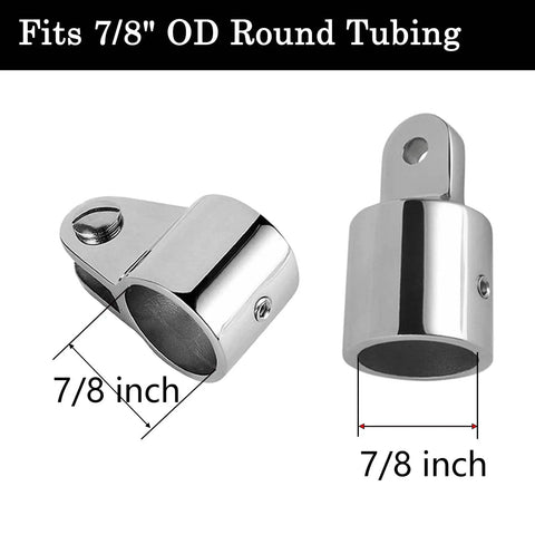 Beefy Heavy Duty Bimini Top Hardware Kit For Seven Eighths Inch To One Inch OD Boat Fittings, 316 Stainless Steel, view of fittings