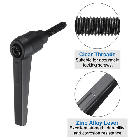 Close-up of 4 Piece Clamping Lever Adjustable Handles Set With Metric M5 Threads Including 20mm Male And M5 Female, zinc alloy material