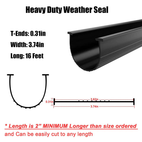 Weatherproof Garage Door Bottom Seal With T Ends For UBottom Doors Five Sixteenth Inch Thick And Three And A Quarter Inch Wide Sixteen Foot Long Replacement Weatherstrip NoNonsense Easy Cut Install And Seal Out Drafts While Saving Energy.