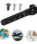 Metal Steering Arm Kit For RC Airplanes, Red Linkage Rod Upgrade featuring black alloy arm, screws, and model plane applications