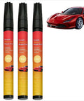 3 Pack Car Scratch Repair Pens Set For Quick Touch Ups That Blend Right Into Your Paint, Clear Fix Scratch Remover Pens For Minor Scratches, Scuffs And Chips, Works On All Colors And Surfaces, Pro DIY Car Paint Repair next to red sports car on white background