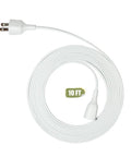 Ultra Slim Flat 10 Foot Extension Cord White Two Prong Indoor Outdoor Power Cable With Single Outlet Great For Christmas Lights