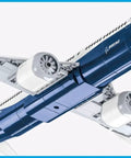 Boeing 737-8 Plane Building Kit With 340 High Quality Elements, Dope Moving Parts, Pilot And Passenger Figures, EU Made By A Brand With 20+ Years Of Craft, Clear Illustrated Instructions, Fully Compatible With Other Brand Blocks, shown from below