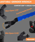 Universal Angle Grinder Wrench And Nut Kit 5 Pcs Set for quick nut removal with adjustable grip for 4.5 5 and 7 inch grinders