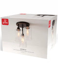 Box of Three Light Bronze Semi Flush Mount Ceiling Light With Seeded Glass Shades For Kitchen Bath Bedroom And Closet Led Bulbs