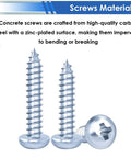 Close-up of screws from 182 Piece Concrete Anchors And Screws Kit With 90 Wall Anchors 90 Masonry Screws And 2 Drill Bits For Brick Concrete And Masonry Mounting Diy Projects And Quick Secure Anchoring For Any Home Or Garage