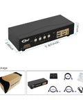 Slick Dual Monitor Kvm Switch Delivers HDMI 4K At 60Hz, 7.87x2.95x1.57 inch, connects four PCs to two displays.