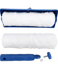 Heavy Duty 10 Inch Paint Roller With Integrated Spatter Shield For Ceilings And Walls Easy Roll Zero Drip components including shaft and roller.