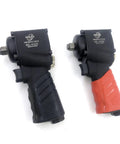 Workhorse Grade Pneumatic Air Impact Wrench Half Inch Drive Twin Hammer Design, features black and red grips, lightweight design.