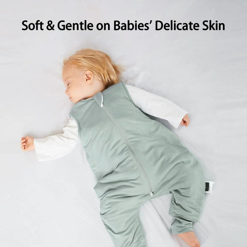 Sleeping toddler in Ultra Soft Bamboo Rayon Toddler Sleep Sack With Feet 12-24 Months 1.0 Tog Lightweight Wearable Blanket