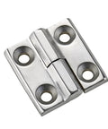 Removable heavy-duty 304 stainless steel hinge plate with four mounting holes — close-up view