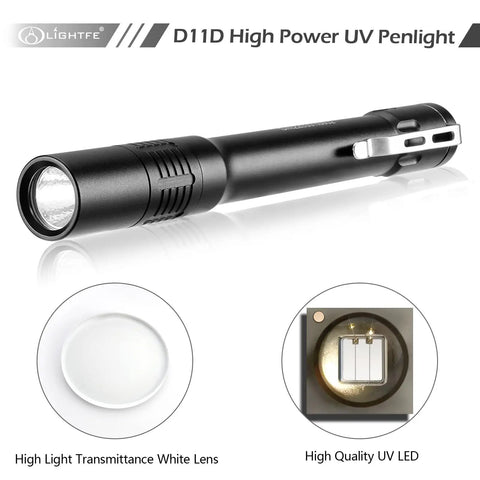 365Nm UV Flashlight Beast Power Black Light for UV Glue Curing with high power penlight and UV LED details.