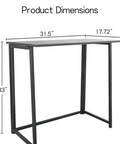 Product dimensions of Rock Solid Collapsible Gaming Desk, No Sweat Folding Laptop Table, measuring 31.5x17.7 inches.