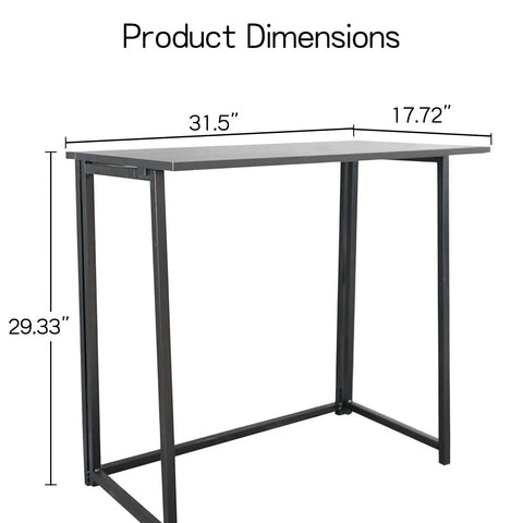 Product dimensions of Rock Solid Collapsible Gaming Desk, No Sweat Folding Laptop Table, measuring 31.5x17.7 inches.