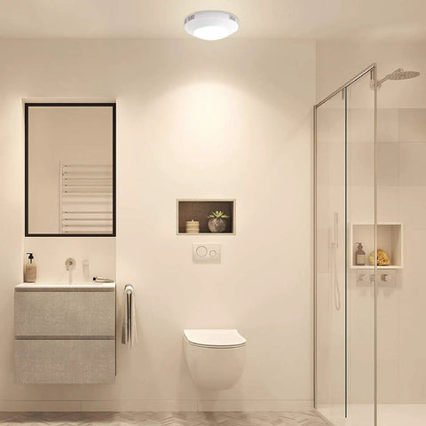 Bathroom Integrated LED Light Ceiling Mount Exhaust Ventilation Fan Quiet One Point One Sones 80 CFM White Finish