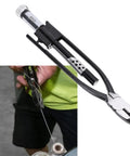 Close-up of 11 Inch Safety Wire Pliers Pro Grade Chrome Vanadium Steel Reversible Twisting Tool with self-locking design in use.