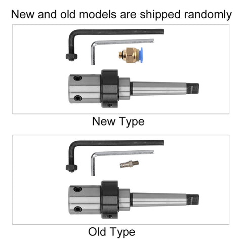 Arbor Morse taper internal cooling drill sleeve adapter MT2 to R8, 19.05 mm, shown in new and old type.