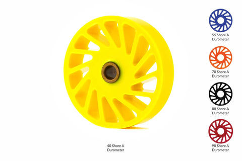 Tough As Nails Polyurethane Idler Wheel With Bronze Bearing Core 6.000 Outer Diameter X 1.000 Width X 1.000 Bore in yellow color