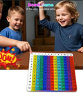 Kids playing with Colorful Rainbow Multiplication Table Card Set With 12x12 Chart Flash Cards for mastering times tables.