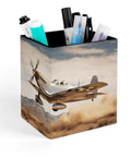 Dope PU Leather Pen Holder Desk Organizer Pencil Cup for Office Supplies with fighter plane design