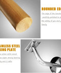 Dead Simple Install With Kickass Grip Premium Non Slip Solid Wood Wall Mount Shelf Bracket Kit Featuring Round Indoor Wooden Supports For Versatile Home Makeover 400cm, polished rounded wood handrail and stainless steel fixing plate.