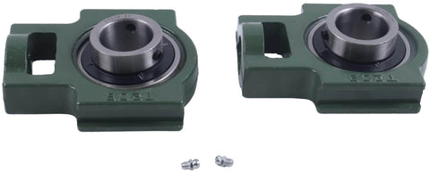 Two 1-1/2 Inch Pillow Block Take-Up Mounted Ball Bearing UCT208-24 UCST208-24 ST-24 VTWS224 units with visible bore holes