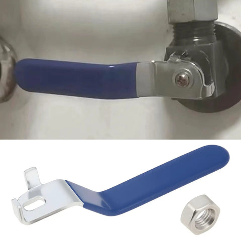 2 Pack Quarter Turn Lever Handles 10x6mm With M10 Nuts For DN25 Ball Valve Durable Metal Lever With Blue Grip