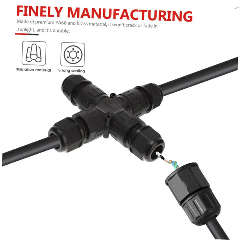 4-way Waterproof Cable Gland Connector Kit for Outdoor Use with Strain Relief Joint, durable brass nickel-plated glands