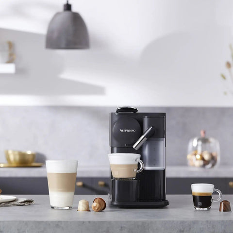 Latte Ready Lattissima One Espresso Machine With Milk Frother For Home Barista Vibe, Shadow Black on kitchen counter