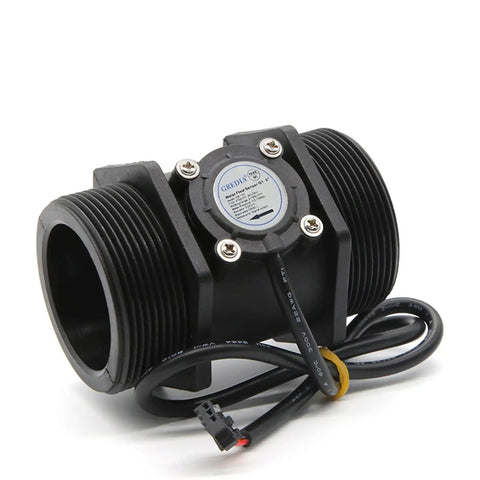 G1 1.5 Inch Thread Hall Effect Water Flow Sensor, food grade plastic flowmeter, inline installation, black with connectors