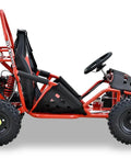 Red and Black Off Road Go Kart With Roll Cage 50cc Gas Powered Single Seat Racing Buggy for Youth and Adults side view