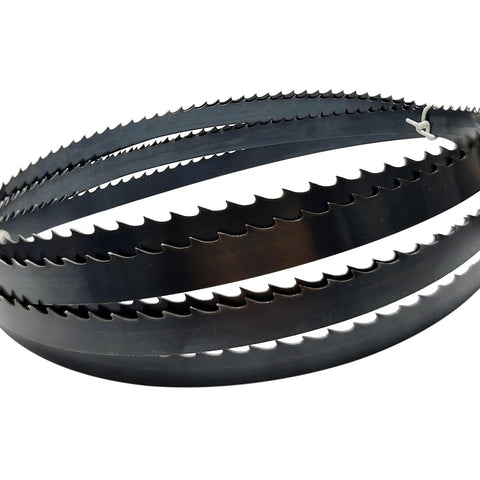 Close-up of Two Pack Ninety Three And A Half Inch By One Half Inch Three TPI Bandsaw Blades Pro Grade For Fourteen Inch Saws