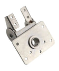 Front view of stainless steel damping bilateral torque hinge on square mounting plate; 1 piece, Amazon