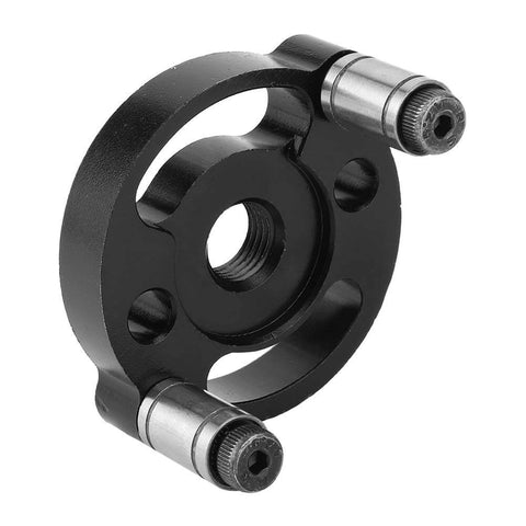 Black round metal component of Self Centering Doweling Jig Handheld Drill Guide Pro Grade For Precise Furniture Assembly And Woodworking Holes.