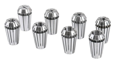 R8 Shank ER16 Collet System 8 Piece Set With 3 Thirty Second Inch To 3 Eighths Inch Collets Includes 1 Wrench In A Fitted Box Self Releasing Design For Pro Grade High Concentricity And Heavy Duty Clamping For End Mills Drills Reamers, ER16 collets