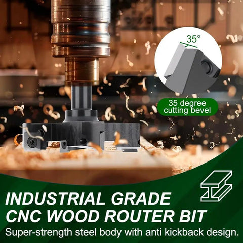 Spoilboard Surfacing Router Bit With Half Inch Shank And Three Inch Cutting Diameter, Four Wing Carbide Slab Flattening Bit for CNC Routers