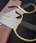 Bart Cham Dao Damascus Steel Hand Made Sword With Brown Leather Sheath For Wing Chun Practice And Martial Arts Training