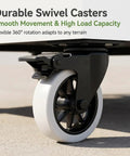 Close-up of durable swivel casters on Kickass Heavy Duty Mobile Vendor Cart With Wide Shelter Canopy and Lockable Swivel Wheels.