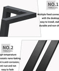 Heavy Duty Metal Double V Table Legs With Adjustable Leveling Pads To Straight Up Level Up Your Home Office Or Dining Room Setup, showcasing connection points and anti-corrosion finish.