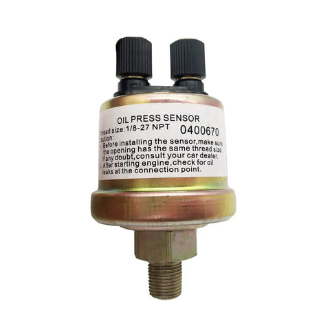 Heavy duty two pin oil pressure sensor for race cars with 1/8-27 NPT thread for accurate monitoring.