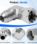 Beefy One Half Inch JIC 37 Degree Male To One Half Inch JIC 37 Degree Female Swivel Hydraulic Adapter Fitting For High Pressure SAE J514 Systems Durable Leak Free Connection For Power Packs Machinery And Industrial Hydraulics, carbon steel 90-degree elbow