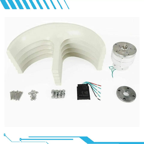 Vertical Axis Wind Turbine Kit With Five Blades, 16000W Peak Output, 12V/24V/48V Systems, Three Phase Permanent Magnet Generator parts