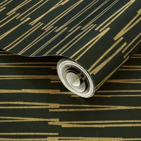 Killer Indigo Geometric Gold Metallic Wallpaper Featuring Slick Fibrous Texture For Top Notch Home Decor And Eco Friendly Vibes That Upgrade Your Space Instantly - rolled view