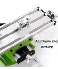Durable Metal Bench Drill Vise With X And Y Coordinate Adjustment, aluminum alloy worktop for precision woodworking.