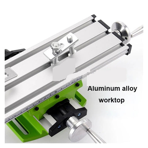 Durable Metal Bench Drill Vise With X And Y Coordinate Adjustment, aluminum alloy worktop for precision woodworking.
