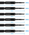 Six Pack M3 Drill Tap Combo Bits With 1/4 Inch Hex Shank And Smooth Operator Threading Set, 54mm long, steel construction, for quick repairs.