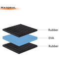 Diagram of Four Pack Rubber AntiVibration Pads with EVA Foam Core showing layered construction for vibration absorption