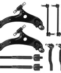 Toyota Sienna Front Lower Control Arm Suspension Kit Heavy Duty For 2004 2005 2006 2007 2008 2009 2010 Eight Piece Set With Front Lower Right And Left Control Arms Ball Joints Front Stabilizer Links Outer Tie Rod Ends Inner Tie Rod Ends, black steel